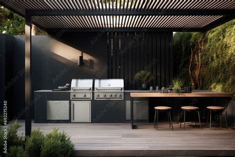 modern outdoor kitchen ideas for your home design Stock Illustration ...