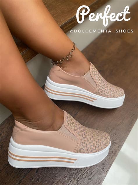 Tenis Flatform Slip On Nude Trama Dolce Menta