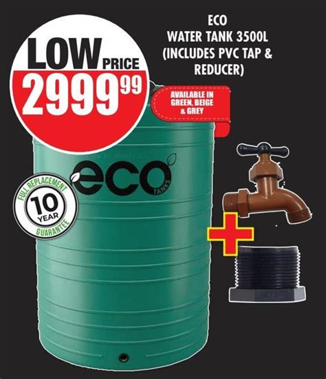 Eco Water Tank 3500L Includes PVC Tap Reducer Offer At Boxer Build