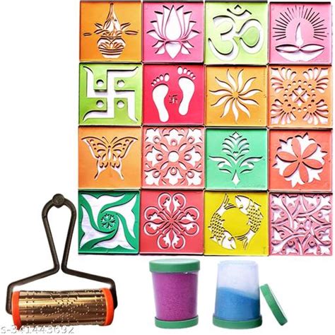 Artonezt Rangoli Tool Kit Set Of 16 Rangoli Making Stencils For Floor