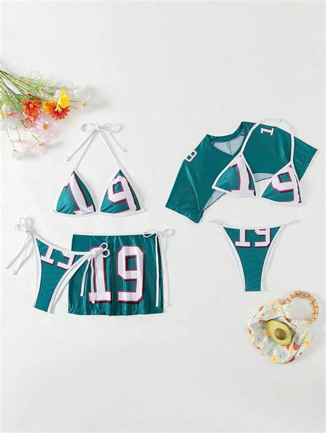 Conjunto Combinado De Mai Bikini Pe As Feminino Esportivo Em Malha