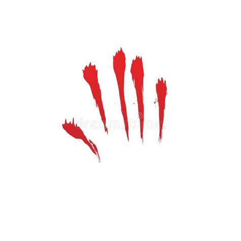 Bloody Hand Print Set Isolated White Background Horror Scary Blood