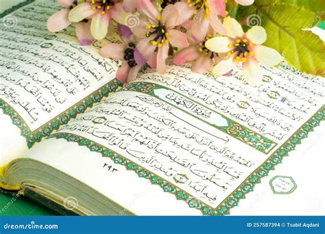 Surah Al Kahf In The Qur An With Flower Stock Photo Image Of Yellow