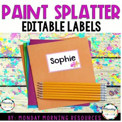 Editable Paint Splatter Student Name Tagslabels By Monday Morning