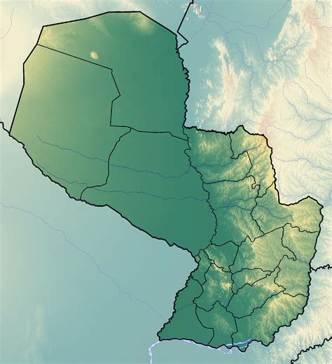 Large relief map of Paraguay | Paraguay | South America | Mapsland ...