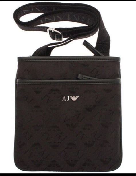 Armani Jeans Aj Mens Messenger Crossbody Man Bag Black New In