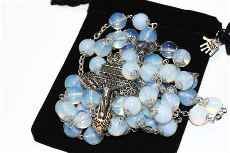 Opalite Mm Smooth Bead Rosary In Silver Oklahoma Rosaries