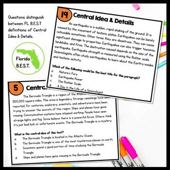 Central Idea Details Task Cards Nd Grade Fl Best Ela R By