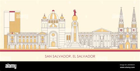 Cartoon Skyline Panorama Of City Of San Salvador El Salvador Vector