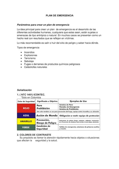 Plan De Emergencia Modelo