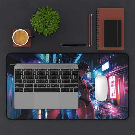 Sexy Anime Combat Bikini Girls Neon Akimbo Play Mat Desk Mat Mouse Pad