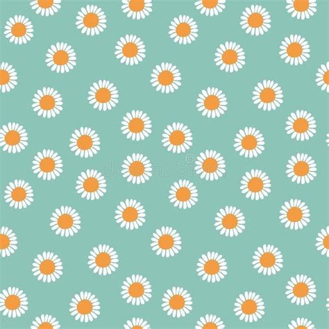 Decorative Abstract Seamless Pattern With White Daisy On Blue