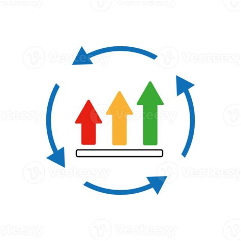 A Growth Graph With Circular Arrows In Line Icon Design Continuous