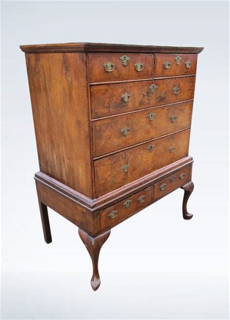 Original Queen Anne Walnut Chest On Stand