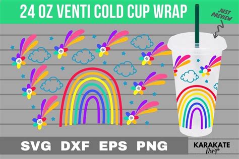 Pride Rainbow Oz Venti Cup Wrap Svg Graphic By Karakate Creative