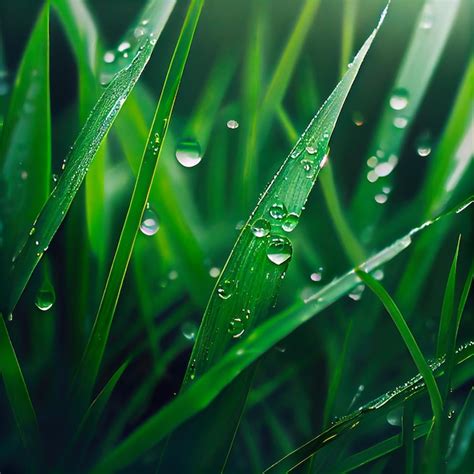 Premium Photo Spring Green Grass With Dewdrops Closeup Of Wet Grass