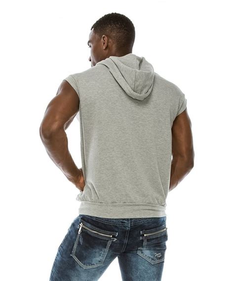 Mens Sleeveless Hoodie Zip Up Midweight Cotton Vest Hgrey French Terry Lining C6186uiz55a