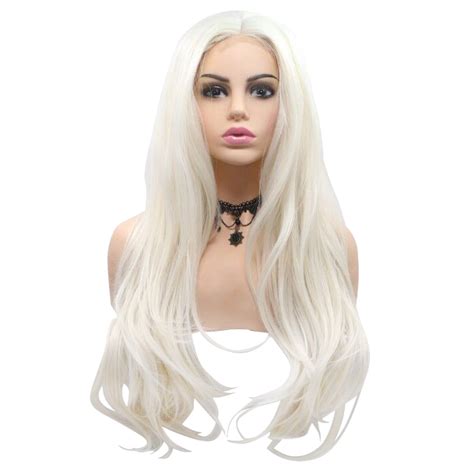 Bronte Lace Front Long Wavy Platinum Blonde Wig By Queenie Wigs The Wig Outlet