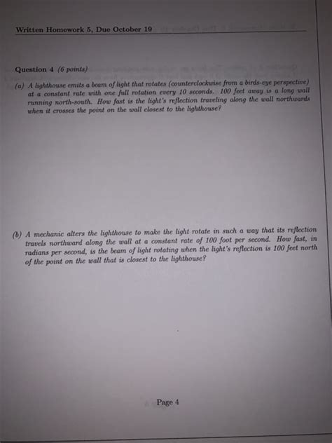 Solved Written Homework 5 Due October 19 Question 4 6 Chegg