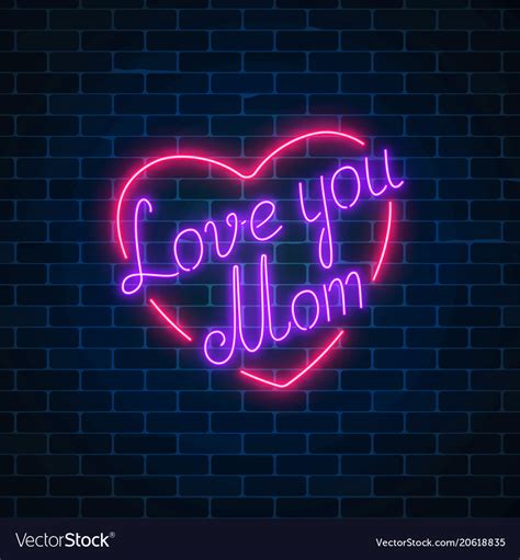 Happy Mothers Day Neon Glowing Festive Sign On A Vector Image