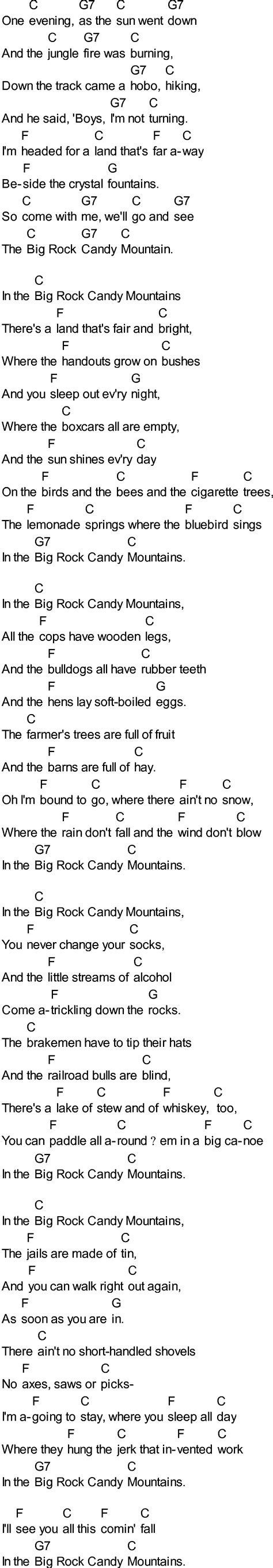 Bluegrass songs with chords - Big Rock Candy Mountain