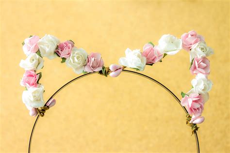 Floral Cat Ear Headband Floral Cat Ears Cat Ears Kitty Ear Etsy