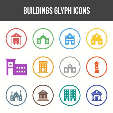 Unique Buildings Glyph Icon Set 17532124 Vector Art At Vecteezy