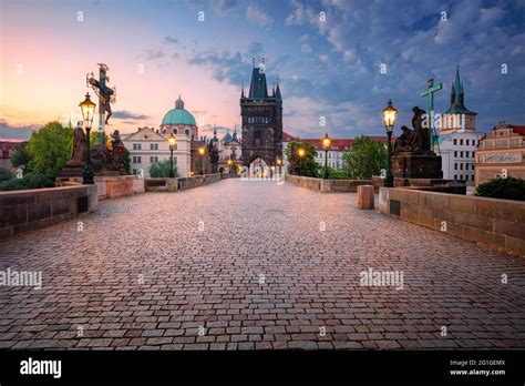 Prague Charles Bridge Cityscape Image Of Iconic Charles Bridge With