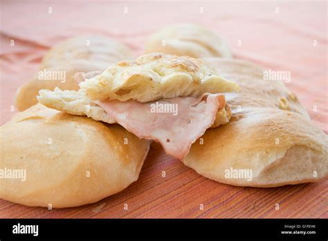 Wedge Of Focaccia Bread Stuffed With Mortadella Stock Photo Alamy