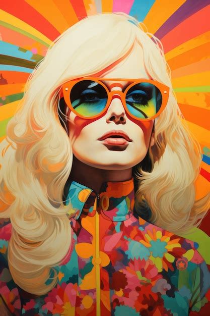 Premium AI Image | Woman in colorful retro fashion Concept captures 70s ...