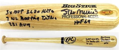 Lot Detail Stan Musial Signed Big Stick Bat With Handwritten Career