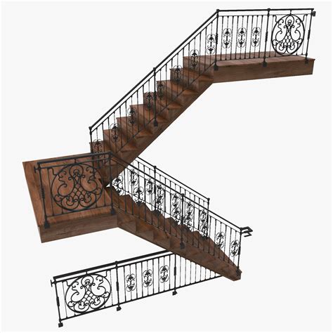 Staircase With Ornate Railings 3d Model 49 Obj C4d 3ds Ma Max