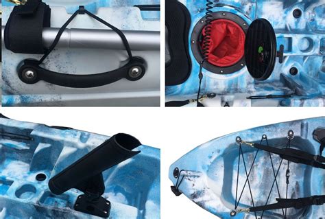 2.7M Fishing Kayak Single Sit-on 5 Rod Holders Padded Seat Paddle Aqua ...