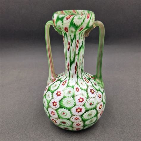 Millefiori Murano Glas Vase Von Fratelli Toso 1950 1960