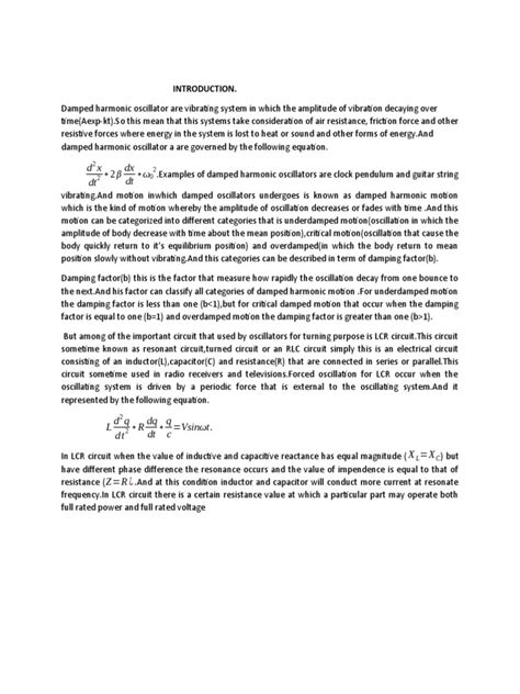 Introduction To Damped Experiment | PDF | Damping | Oscillation