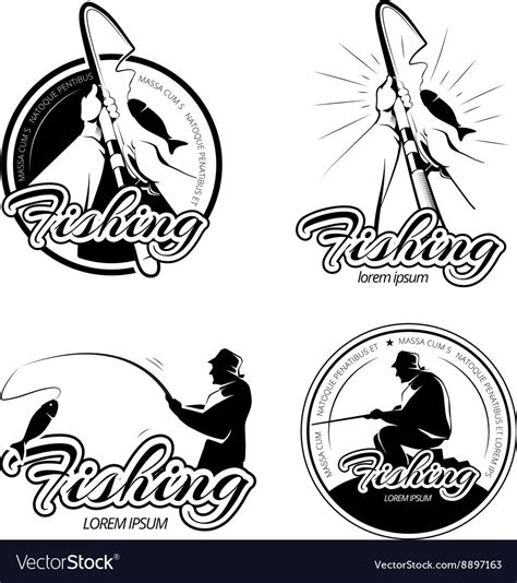 Vintage Fishing Logos Emblems Labels Set Vector Image