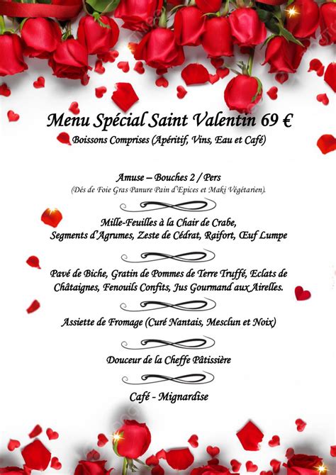 Menu St Valentin2024 Restaurant La Virgule