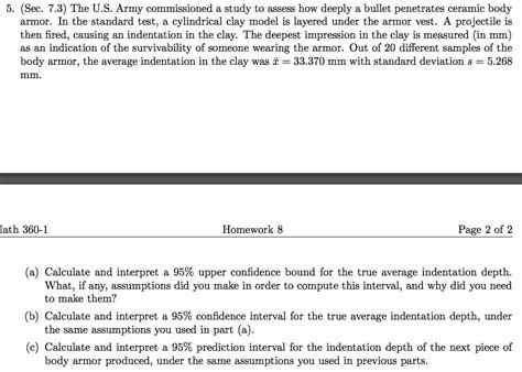 Solved 5 Sec 7 3 The U S Army Commissioned A Study To Chegg