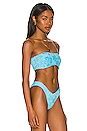 Frankies Bikinis Jean Bandeau Terry Jacquard Bikini Top In Blue Isle