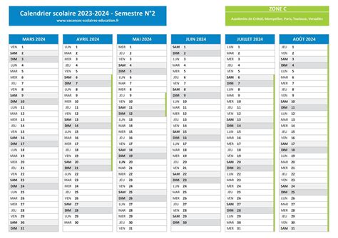 Calendrier Scolaire Et Imprimer Zone C Ginni Justine