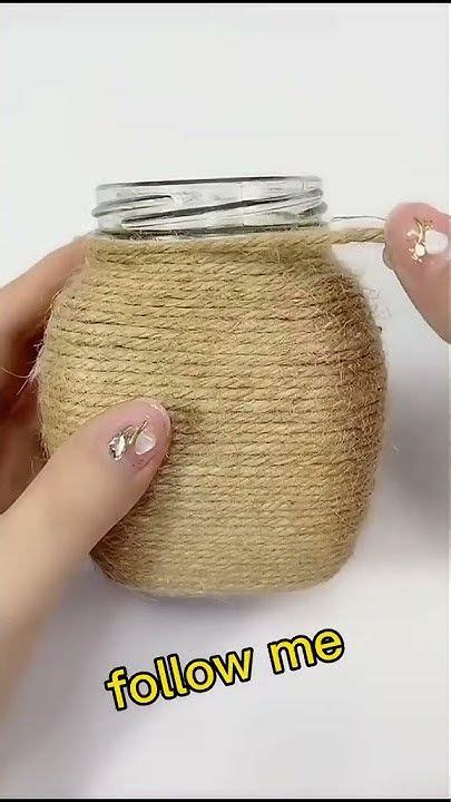 How To Decorate Glass Jar With Jute Rope And Flower Jute Flower Vase