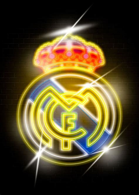 Real Madrid Neon Sign Poster Picture Metal Print Paint By David