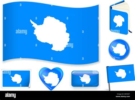 Antarctica flag. Vector illustration. 3 layers. Shadows, flat flag ...