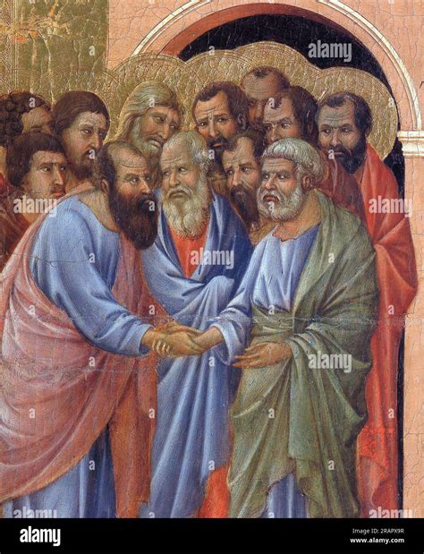 The Arrival Of The Apostles To The Virgin Fragment 1311 By Duccio