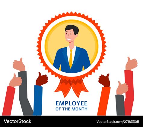 Employee month badge with cartoon Royalty Free Vector Image