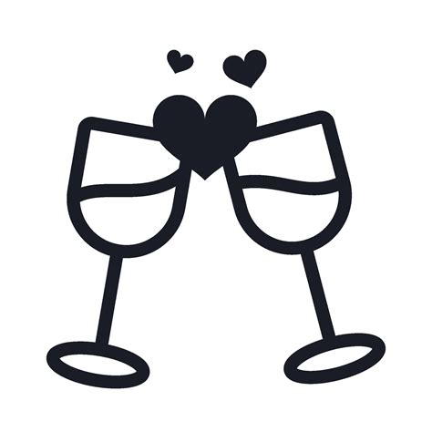 Wine Cheers For Valentine Celebration Icon 38338689 Vector Art At Vecteezy