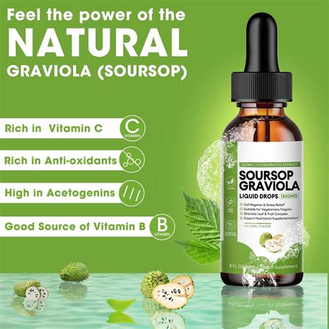 Soursop Graviola Liquid Drop Regeneration Immune Boost Relax Liver