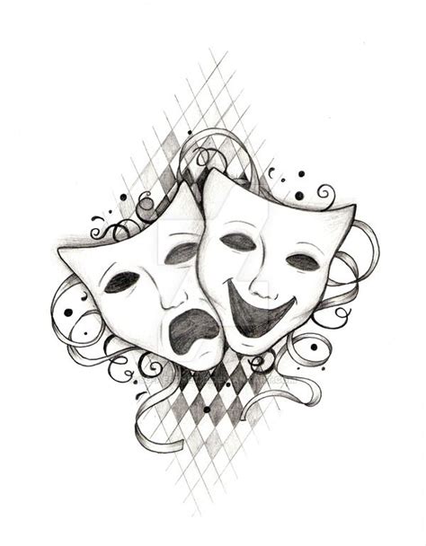 Free Tattoo Printable Drama Masks Theater Mask Tattoo Mask Drawing