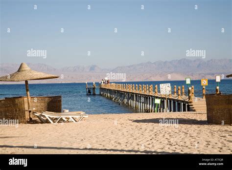 Taba Heights Sinai Egypt North Africa February Looking Along A Wooden