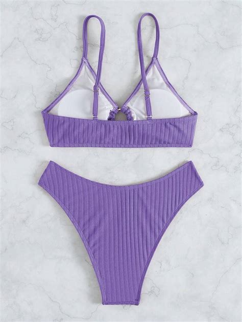 Shein Swim Damen Sommer Strand Mode Ring Detail Bikini Set Aktuelle